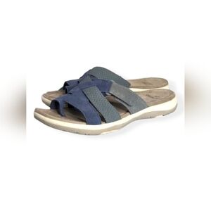 Earth Origins Suede Leather Slide Sandals Blue Samara 8.5M/W MISMATCHED WIDTHS